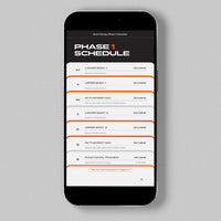 The Burnt Strong Exercise Schedule that shows you your workouts for the week, it is a look inside the program displayed on a phone.