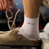 Headline Sock - White & Red